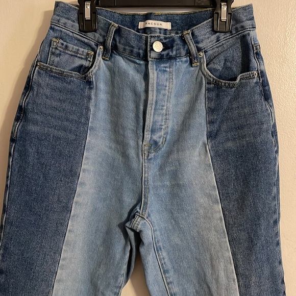 🌹PACSUN TWO TONE BLOCK HIGH RISE STRAIGHT JEANS - Picture 2 of 9